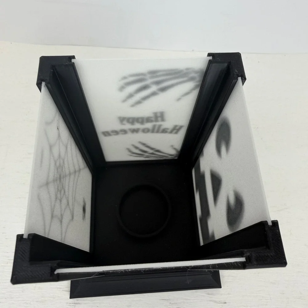 Halloween Lantern Haunted House Spider Web Jack-O-Lantern Black White 10 Inch